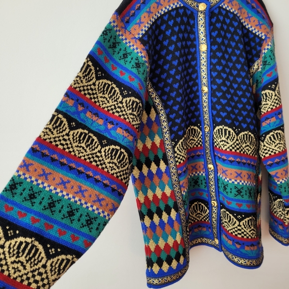 Vrikke of Norway Irene Haugland Zahl Designed Scandinavian Wool Cardigan XL - Picture 11 of 16